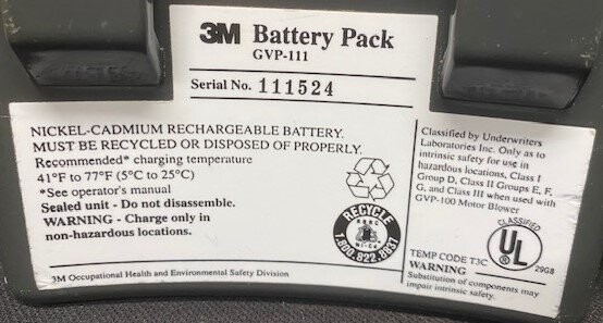 3M GVP-111 Air Purifying Respirator Nickel Cadmium Battery Pack - Image 2