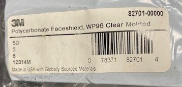 3M WP96 Polycarbonate Clear Molded Faceshield - Image 3