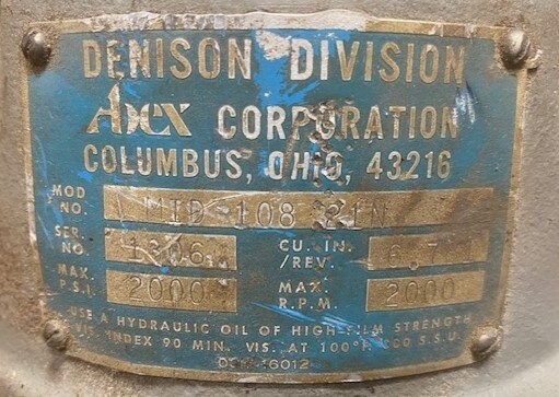 Abex Denison MID 108 21N Hydraulic Vane Motor Pump - Image 2