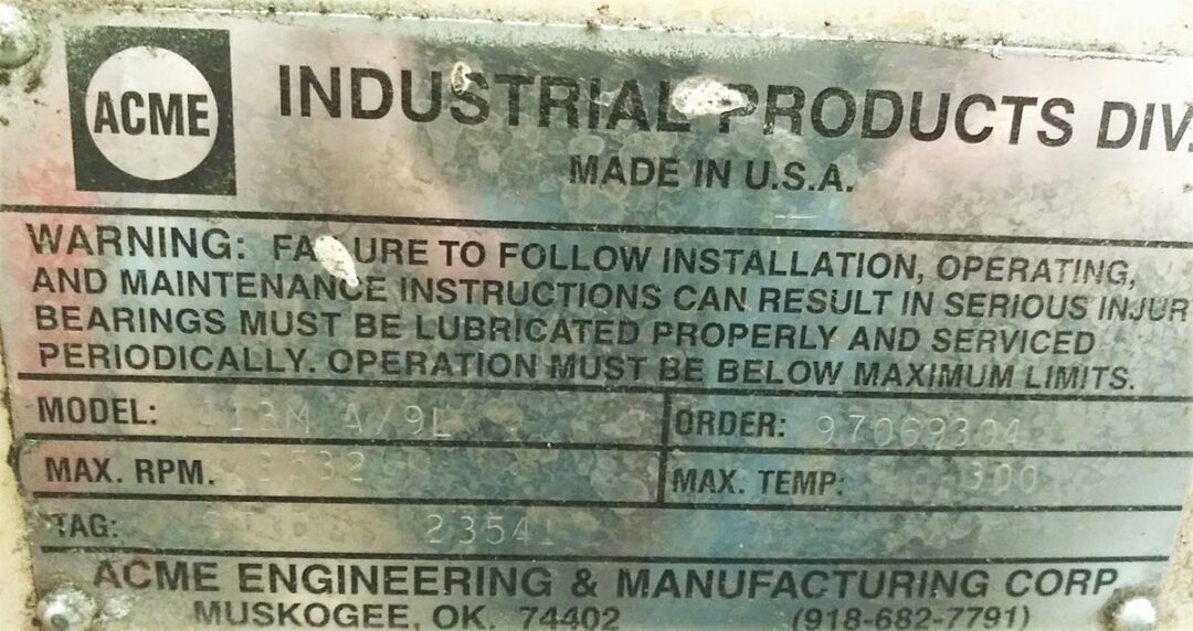 Acme 413M A/9L 15 HP Blower - Image 2