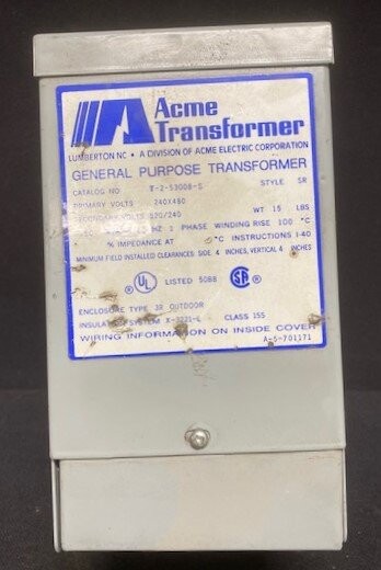 Acme Electric Corporation T-2-53008-S 0.50 kVA Transformer