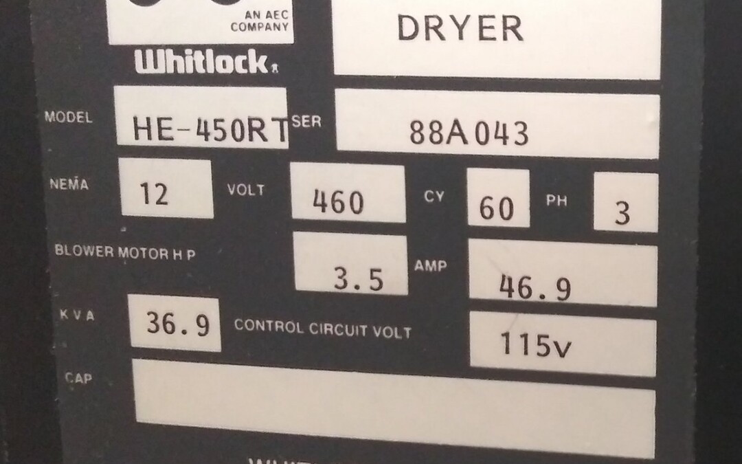 AEC-Whitlock HE-450RT Desiccant Resin Dryer - Image 4