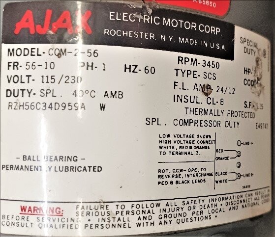 Ajax COM-2-56 2 HP AC Motor - Image 2