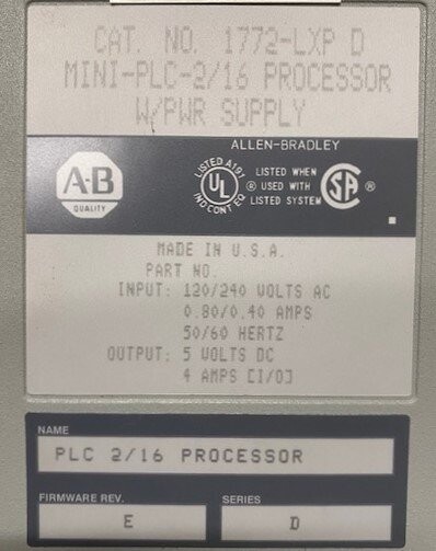 Allen-Bradley 1772-LXP Series D Mini PLC 2/16 Processor with Power Supply - Image 3
