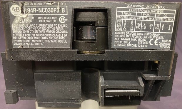 Allen-Bradley 194R-NC030P3 Series B Fusible Disconnect Switch - Image 2