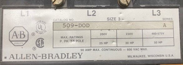 Allen-Bradley 509-DOD Series A Full Voltage Non-Reversing Starter - Image 2