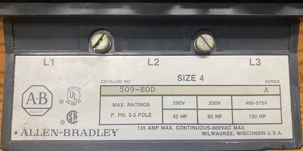 Allen-Bradley 509-EOD Series-A Size-4 Starter - Image 2