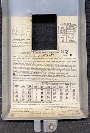 Allen-Bradley 609-AAW Series H Bulletin Three-Phase Enclosed Manual Control Starter - Image 2