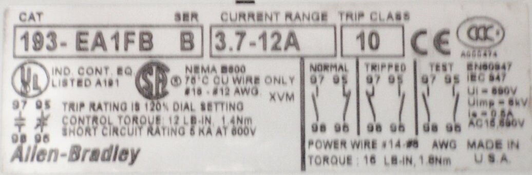 Allen-Bradley 100-C09ZA10 & 193-EA1FB Contactor and Solid State Overload Relay - Image 4
