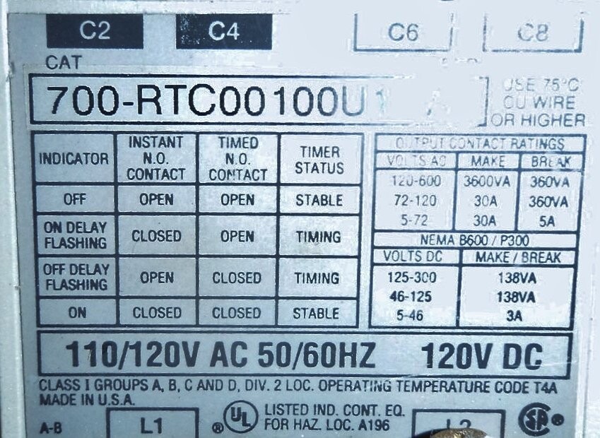 Allen-Bradley 700-RTC00100U1-A Solid State Timer - Image 2