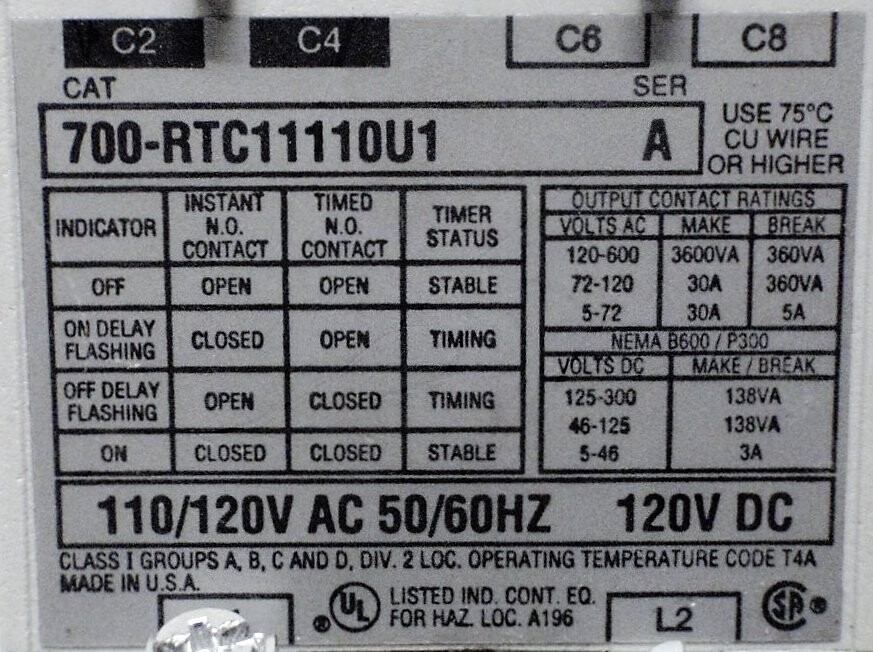 Allen-Bradley 700-RTC11110U1-A Solid State Timer - Image 2