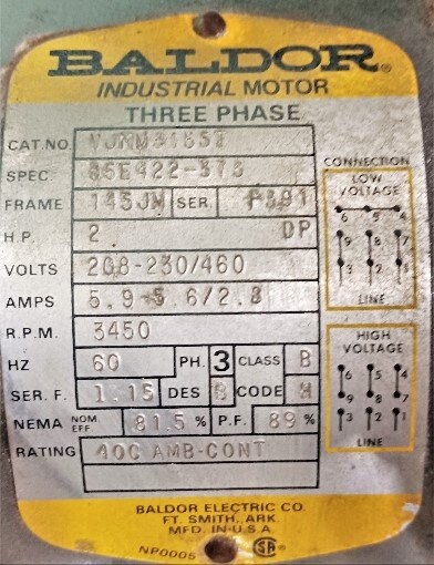 Baldor VJMM31551 2 HP Blower - Image 2