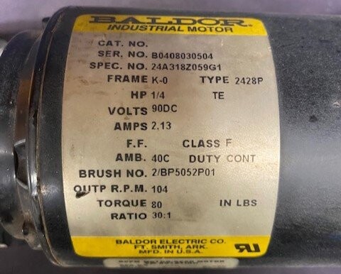 Baldor 24A318Z059G1 1/4-HP Gearmotor - Image 3