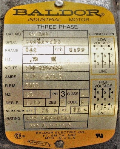 Baldor CH3541 3/4 HP Motor - Image 2