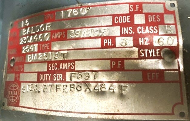Baldor BM2513T 15 HP Motor - Image 2