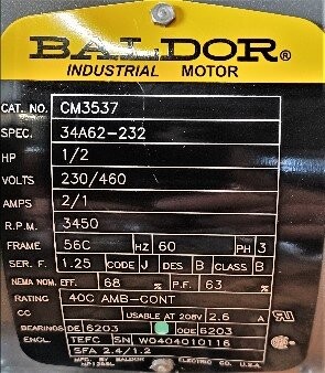Baldor CM3537 0.5 HP AC Motor - Image 2