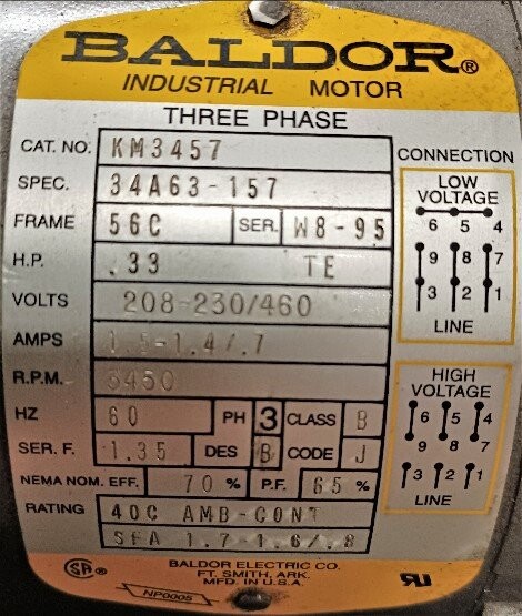 Baldor KM3457 .33 HP Motor - Image 2