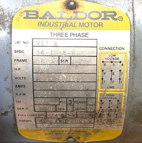 Baldor M3108 1/2-HP Motor - Image 2
