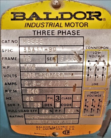 Baldor M3539 .5 HP Motor - Image 2