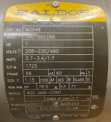 Baldor M3546 1-HP Motor - Image 2
