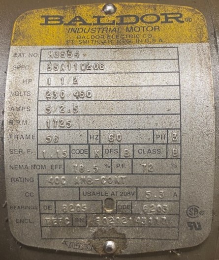Baldor M3554 1 1/2-HP Motor - Image 2