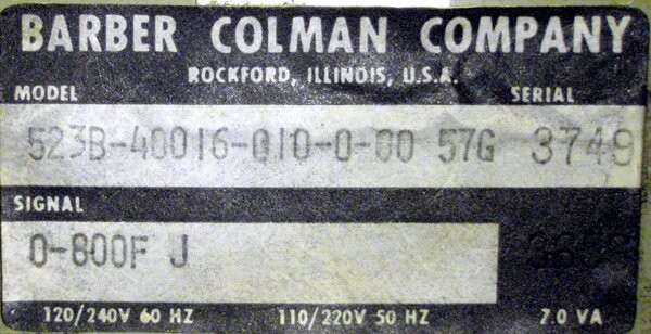 Barber-Colman 523B-40016-010-0-00 520 Solid State Controller - Image 3