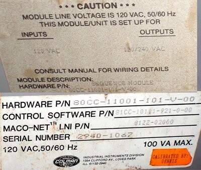 Barber-Colman 80CC-11001-101-V-00 Maco 8000 Sequence Module - Image 2