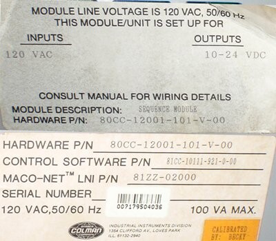 Barber-Colman 80CC-12001-101-V-00 Maco 8000 Sequence Module - Image 2