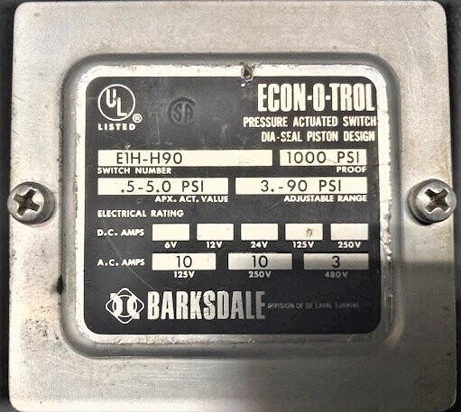 Barksdale E1H-H90 Econ-o-trol Pressure Actuated Switch - Image 2