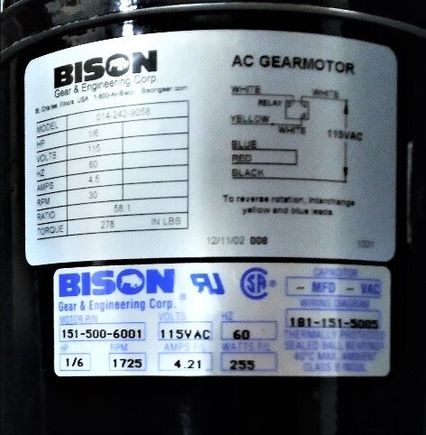 Bison 014-242-9058 A/C Gearmotor - Image 3