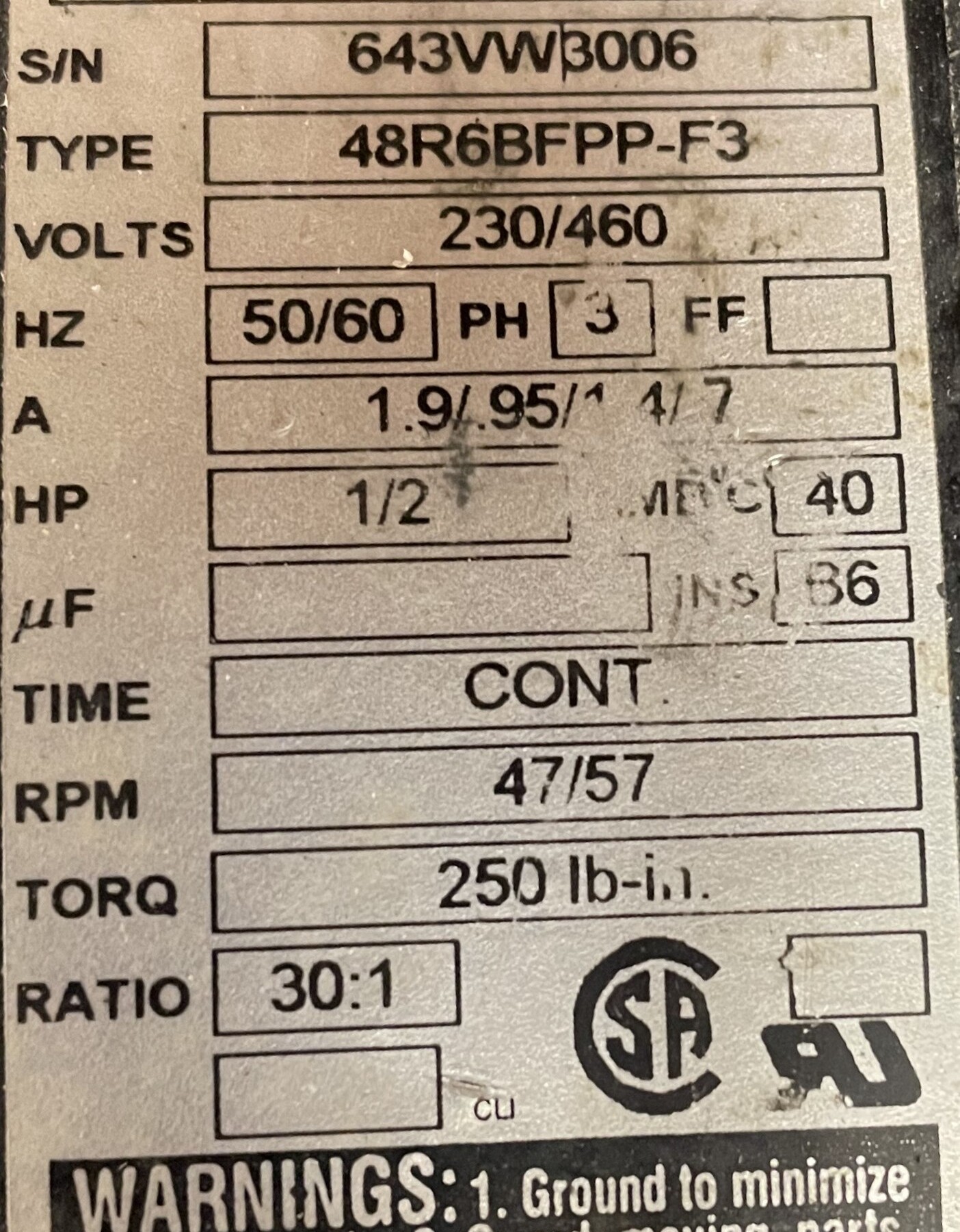 Bodine Electric Company Gearmotor - Image 2