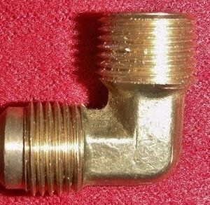Unknown Brand Unknown Model Brass Fitting, 90 Degree Elbow, 5/8" Flare x 1/2" male Input
