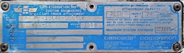 Cascade 20D-CC Forklift Clamp Attachment - Image 4