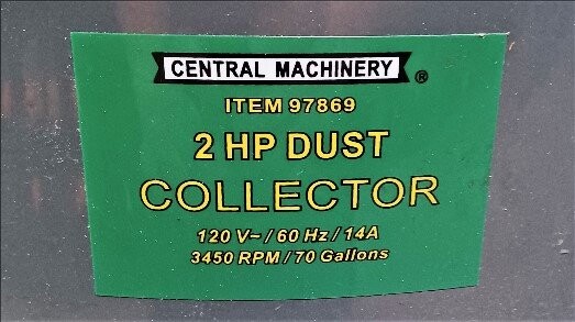 Central Machinery 2 HP Dust Collector - Image 3