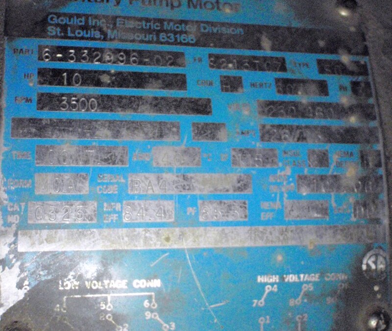 Century Electric 6-332996-02 10hp Pump Motor - Image 2