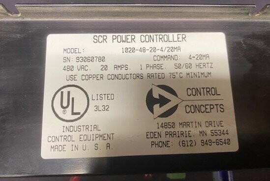 Control Concepts 1020-48-20-4/20MA SCR Power Controller - Image 2