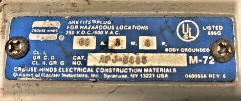 Crouse-Hinds APJ-6485 M-72 4-Pole Arktite Plug - Image 2