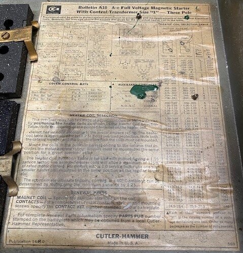 Cutler-Hammer Bulletin A10 A-C Full Voltage Magnetic Starter - Image 4