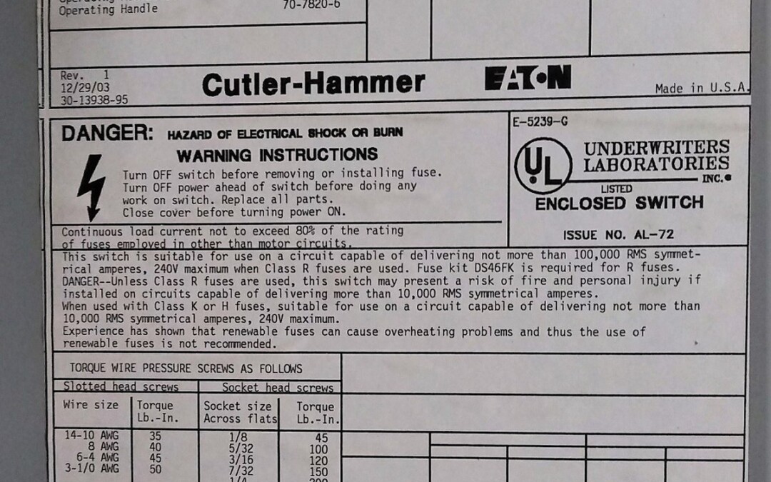 Cutler-Hammer DG324NGK General Duty Safety Switch - Image 3