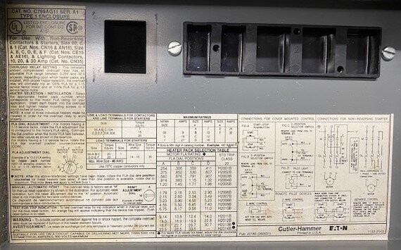 Eaton/Cutler-Hammer C799AG11 Series A1 Type 1 Enclosed Starter - Image 2