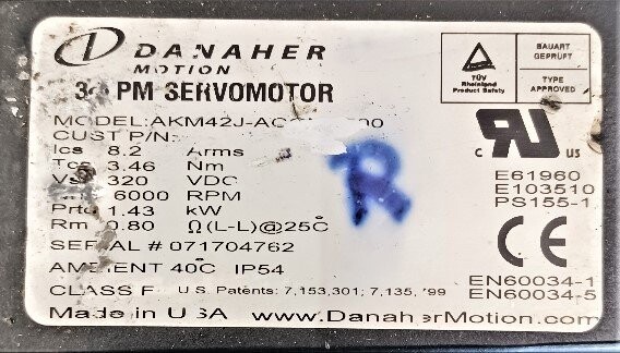 Danaher Controls AKM42J-ACCNEF00 1.43 Kw Servo Motor - Image 2