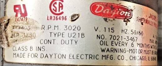 Dayton F37403 1/30 HP Blower - Image 2