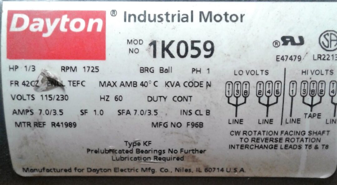 Dayton 1K059 AC Motor - Image 2