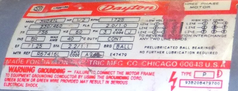 Dayton 3N041L 1/2hp Motor - Image 2