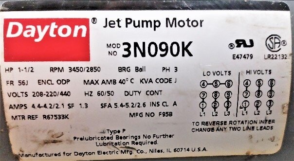 Dayton 3N090K 1.5 HP Jet Pump Motor - Image 2