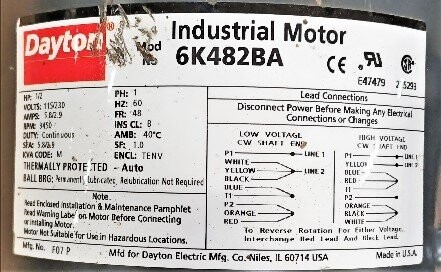 Dayton 6K482BA AC Motor - Image 2