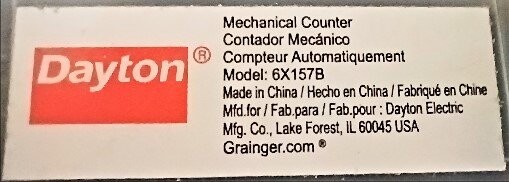 Dayton 6X157B Five-Digit Mechanical Counter - Image 2