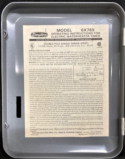 Dayton 6X769 Electric Water Heater Timer - Image 3