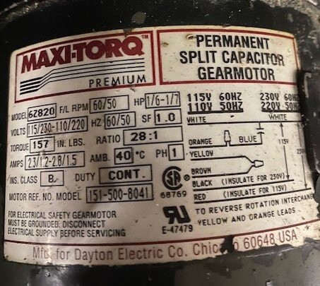 Dayton 6Z820 Permanent Spilt Capacitor Gear Motor - Image 2