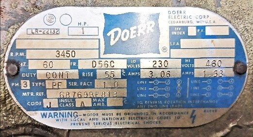 Doerr Unknown Model 1 HP Blower - Image 2